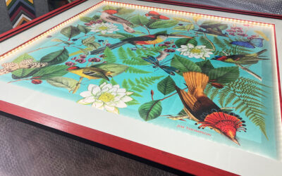 Cadre lumineux : une création sur-mesure pour sublimer un tissu en soie venu de Bali